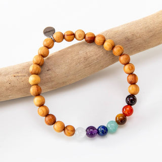 Chakra Armband 7 Chakren Granat Karneol Mondstein Amethyst Sandeloholz Tigerauge