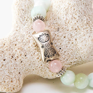 Yoga Armband "Lotus Garden" aus Rosenquarz & Bergkristall mit 925er Silberperle
