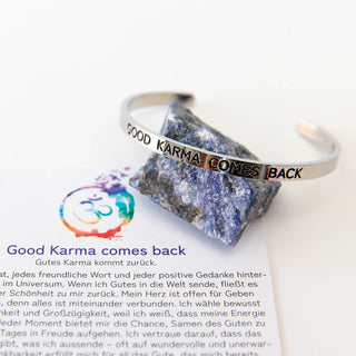 Armreif mit Gravur Silber Edelstahl Good Karma