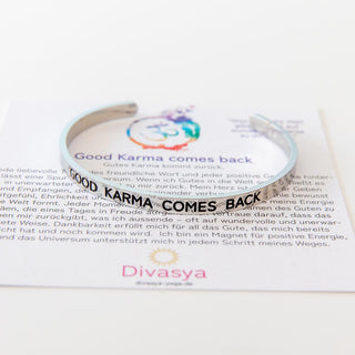 Armreif mit Gravur Silber Edelstahl Good Karma