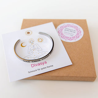 Armreif mit Gravur Silber Edelstahl Good Karma