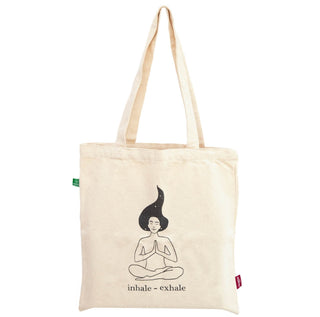 Baumwolltasche Jutebeutel mit Yoga Motiven Druck aus Bio Baumwolle