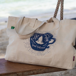 shopper aus Bio Baumwolle mit yoga Motiv Druck