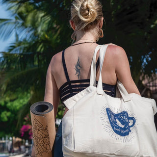 shopper aus Bio Baumwolle mit yoga Motiv Druck