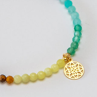 Chakra Armband mit vergoldeter Lebensblume