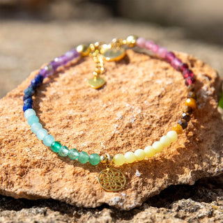 Chakra Armband mit vergoldeter Lebensblume