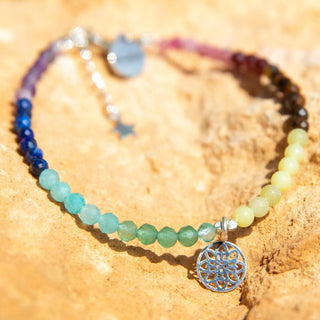 Chakra Armband silber Anhänger Lebensblume