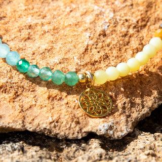 Chakra Armband mit vergoldeter Lebensblume