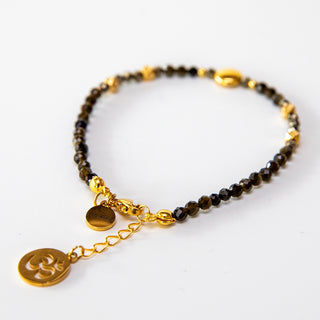 Gold-Obsidian & Pyrit Yoga-Armband mit Om-Anhänger