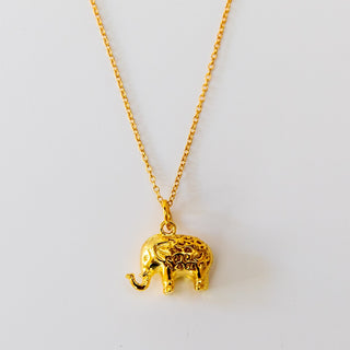 Gold Halskette mit Yoga Anhänger Elefant