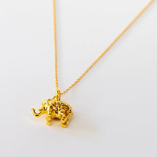 Gold Halskette mit Yoga Anhänger Elefant