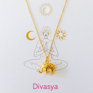 Gold Halskette mit Yoga Anhänger Elefant