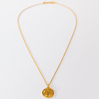 Gold Halskette mit Yoga Anhänger Lebensblume