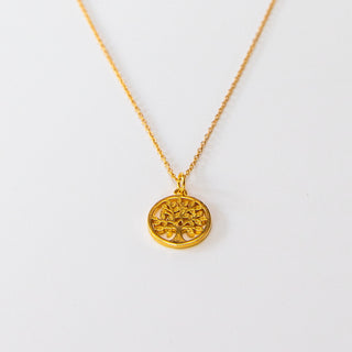 Gold Halskette mit Yoga Anhänger Lebensblume