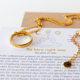 Kette mit Ring vergoldet Edelstahl Gravur Yoga Schmuck spiritueller Schmuck