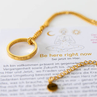 Kette mit Ring vergoldet Edelstahl Gravur Yoga Schmuck spiritueller Schmuck