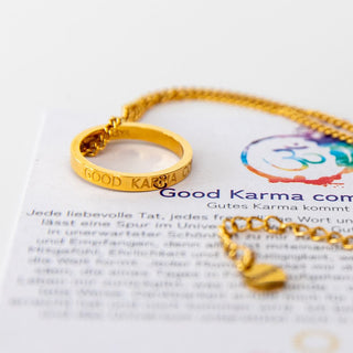 Kette mit Ring vergoldet mit Gravur Yoga Schmuck