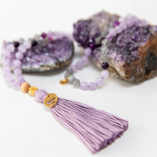 Mala kette Amethyst Lotus Gold