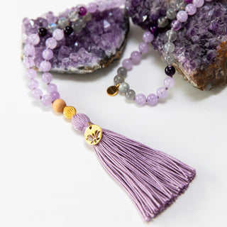 Mala kette Amethyst Lotus Gold