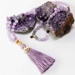 Mala kette Amethyst Lotus Gold