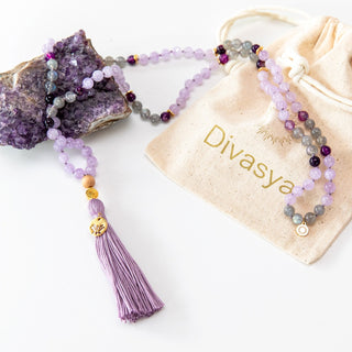 Mala kette Amethyst Lotus Gold