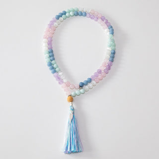 Mala Kette Meditationskette Angelit Rosenquarz Amethyst Selenit
