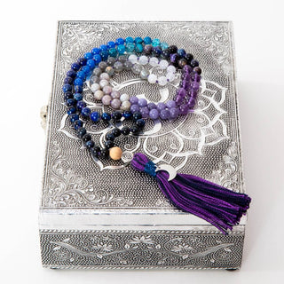 Mala Kette Meditationskette Moon Child 108 Edelstein-Perlen