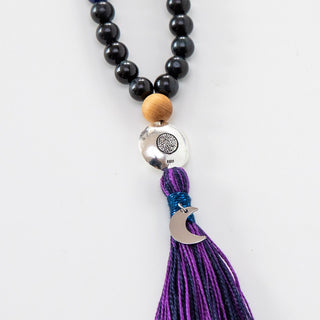 Mala Kette Meditationskette 108 Perlen aus Edelsteine Amethyst Mondstein Lapis Lazuli Moon Child