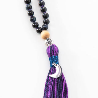 Mala Kette Meditationskette 108 Perlen aus Edelsteine Amethyst Mondstein Lapis Lazuli Moon Child