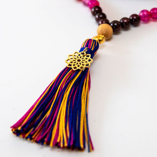 Mala Kette Meditationskette buddhistische Kette echte Kristalle vergoldete Chakra
