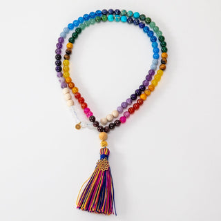 Mala Kette Meditationskette buddhistische Kette echte Kristalle vergoldete Chakra