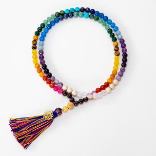 Mala Kette Meditationskette Chakra Edelsteine Kristalle vergoldete Details