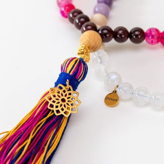 Mala Kette Meditationskette Chakra Edelsteine Kristalle vergoldete Details