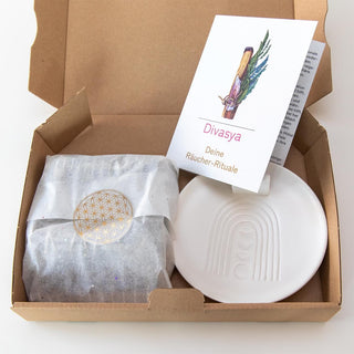 Weißer Salbei räuchern Räucherset mit Räucherschale in Geschenkbox