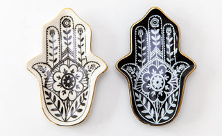 Schmuckschale Hamsa Hand schwarz weiß