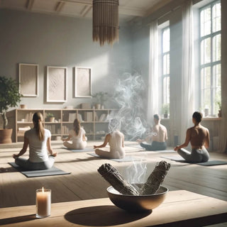 Weißer Salbei Räuchern beim Yoga