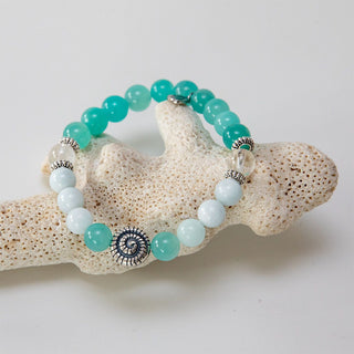Amazonit & Aquamarin Yoga-Armband  Silber Schmuckperle
