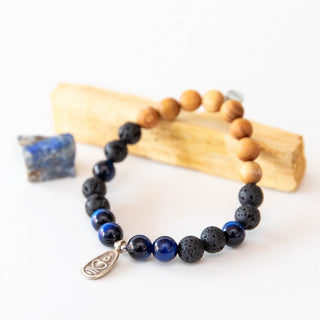Yoga Armband Lavastein Sandelholz Buddha Anhänge  Silber