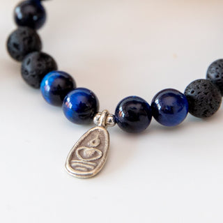 Yoga Armband Lavastein Sandelholz Buddha Anhänge Silber