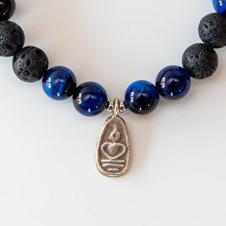 Yoga Armband Lavastein Sandelholz Buddha Anhänge  Silber