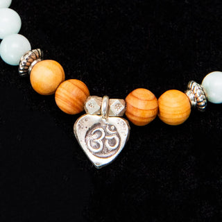 Yoga Armband Aquamarin Armband Sandelholz Om Anhänger Silber