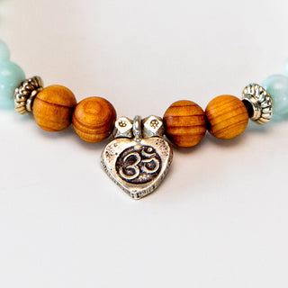 Yoga Armband Aquamarin Armband Sandelholz Om Anhänger Silber