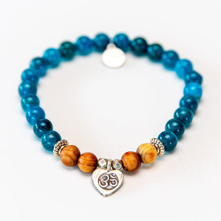 Yoga Armband Apatite Sandelholz Om Yoga Anhänger