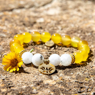 Yoga Armband aus gelbem Achat & indischen Mondstein