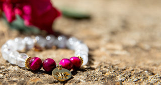Yoga Armband Bergkristall Tigerauge lotus anhänger