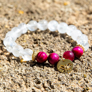 Yoga Armband Bergkristall Tigerauge lotus anhänger