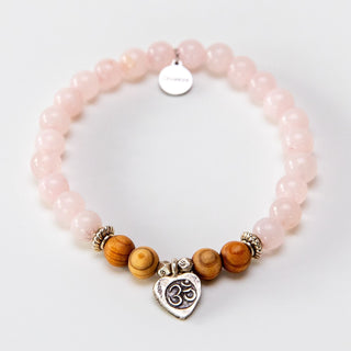 Yoga Armband Rosenquarz mit Om Symbol