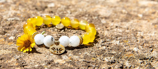 Yoga armband gelber achat indischer mondstein