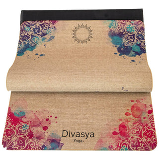 Jute Yogamatte aus Naturkautschuk indisch Ganesh Design