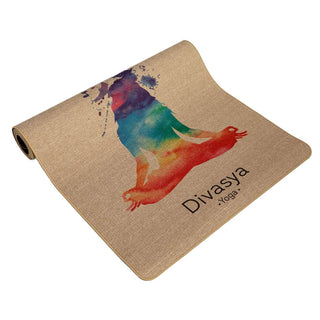 Jute Yogamatte aus Naturkautschuk indisch Ganesh Design